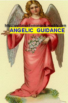 Picture angel with flowers pointing to the right representing the angelic guidance